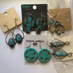 Turquoise and Silver Earring Set